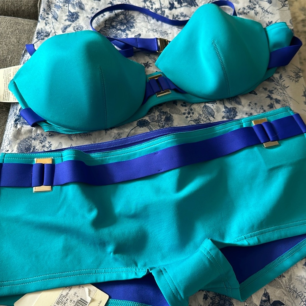 La Perla Halter Top Blue Toned Bikini Swim Suit